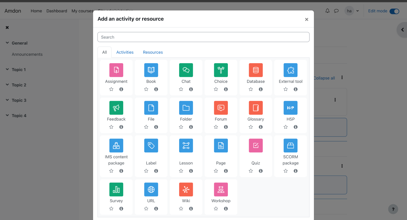 Add an Activity or Resource