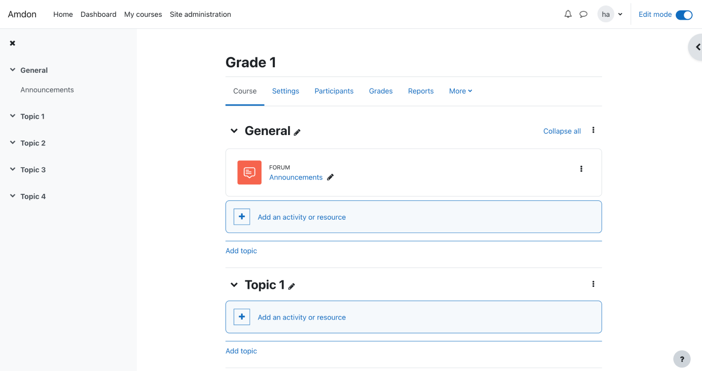 Moodle Course Details