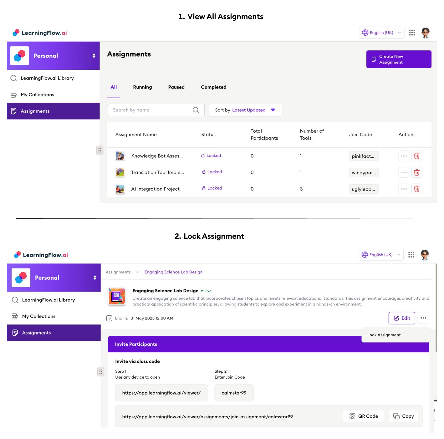 Locked Assignment UI