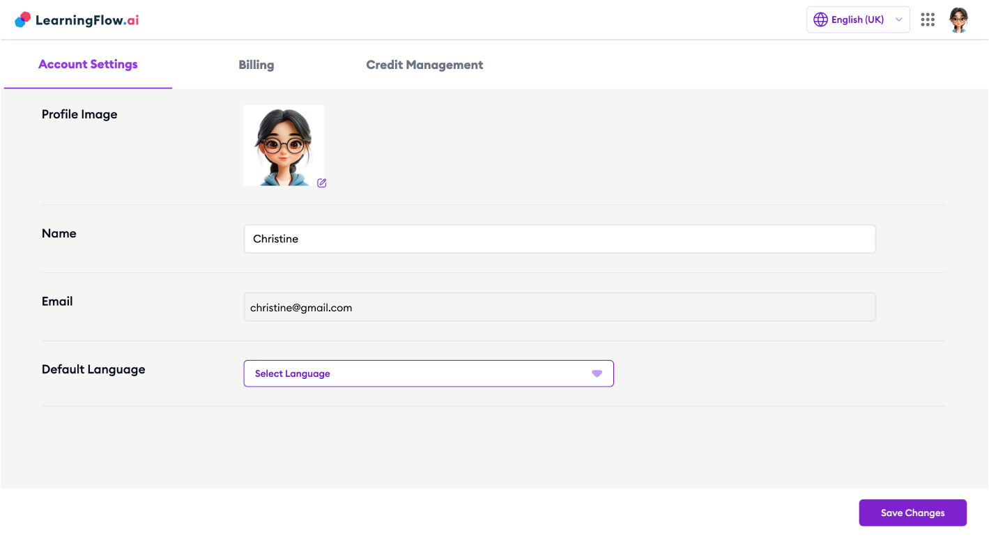 Profile Menu: View Wallet and Top-Up