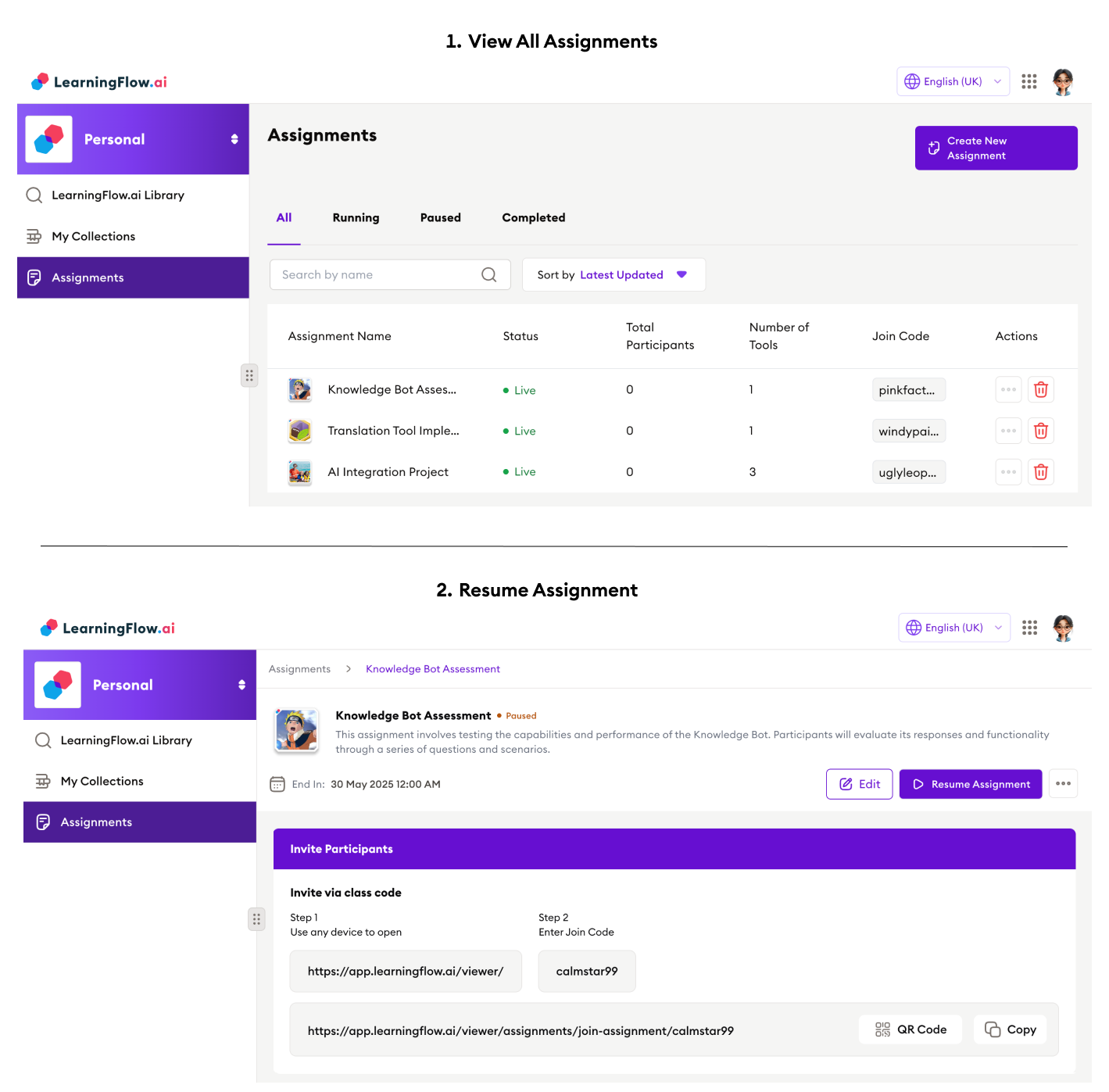 Resumed Assignment UI