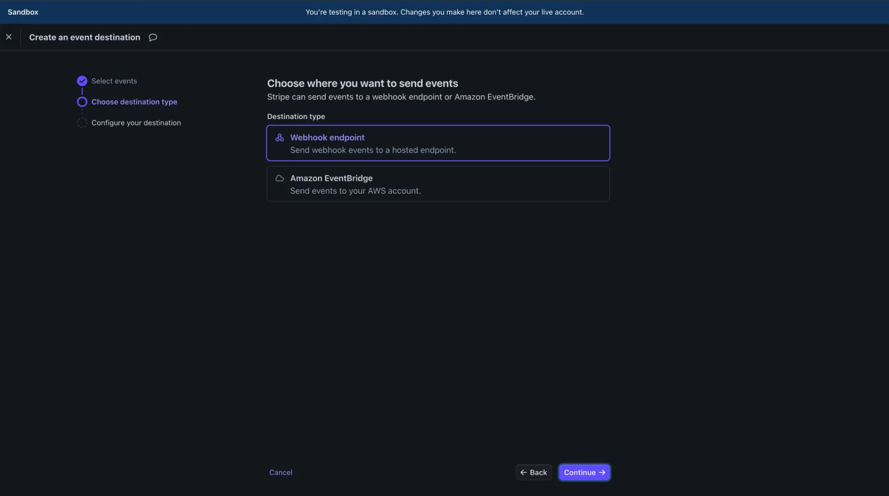 Select Webhook Endpoint
